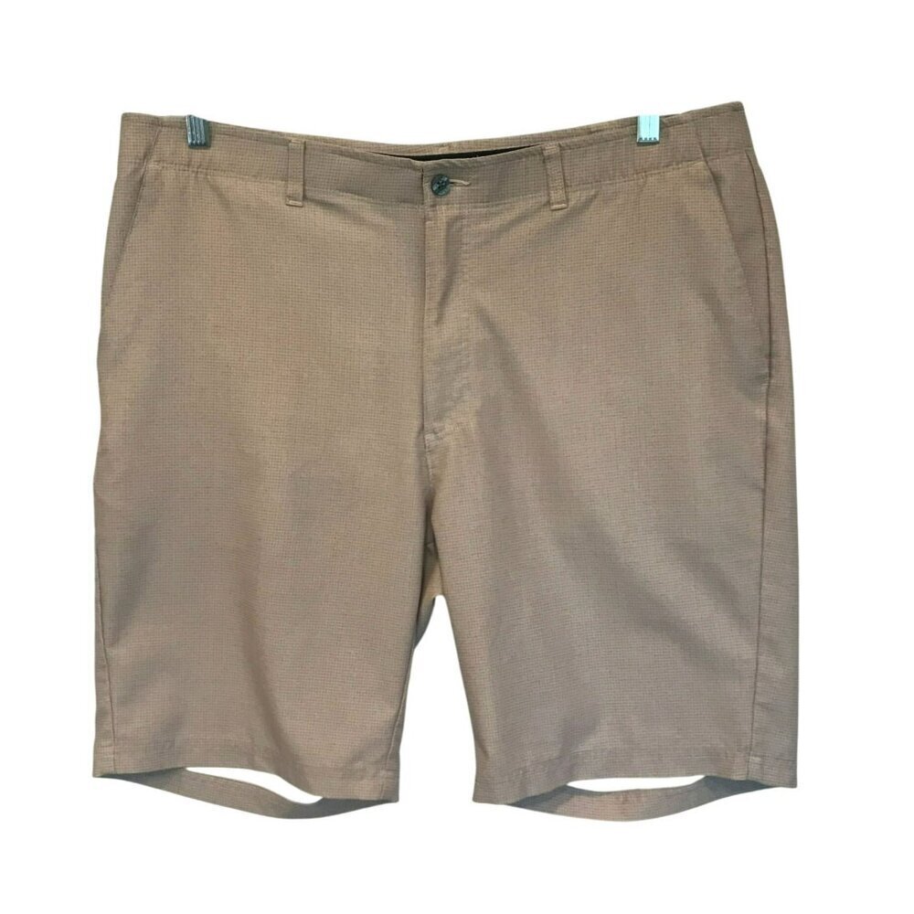 Pebble Beach Men's Flat Front Bermuda Golf Shorts Sz 40 in Tan Check Activewear